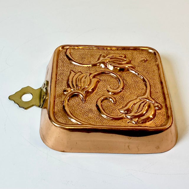 1950s 1950s Vintage Arts & Crafts Farmhouse Boho Chic Tulip Copper Mold With Brass Hardware For Sale - Image 5 of 12