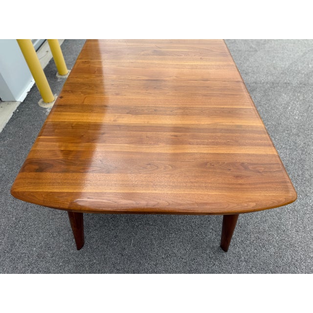 1950s Mid-Century Modern 1950's Solid Walnut Dining Table + Leaves + Pad Protector by Bissman Furniture For Sale - Image 5 of 18