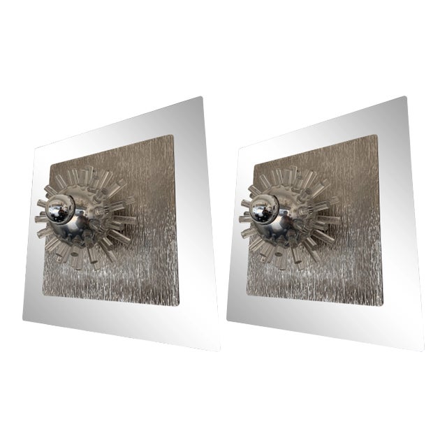 Stainless Steel Lucite Sconces by A. Brotto for Esperia, Italy, 1970 - a Pair For Sale