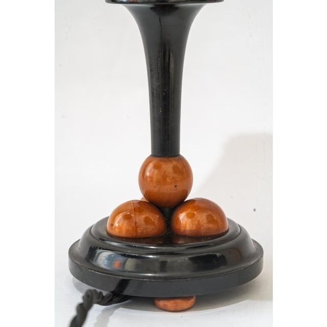 Wood Table Lamp with Fabric Shade, Vienna, Austria, 1950s For Sale - Image 4 of 9