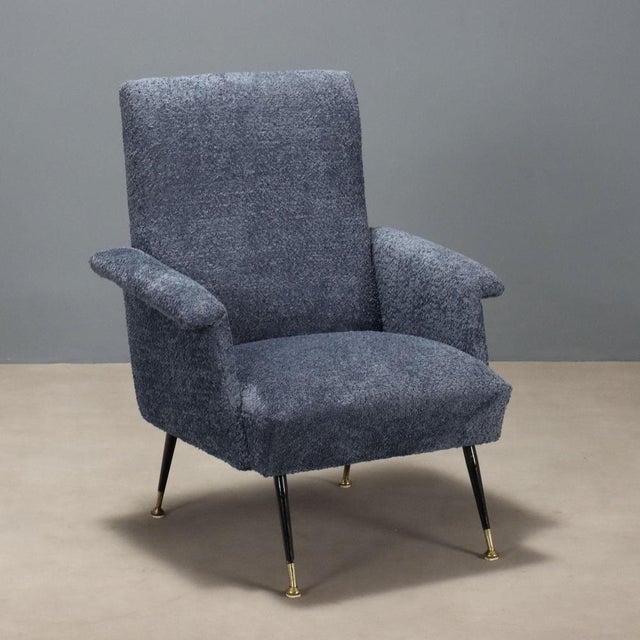 Metal Vintage Armchair in Gray Fabric, 1960s For Sale - Image 7 of 7