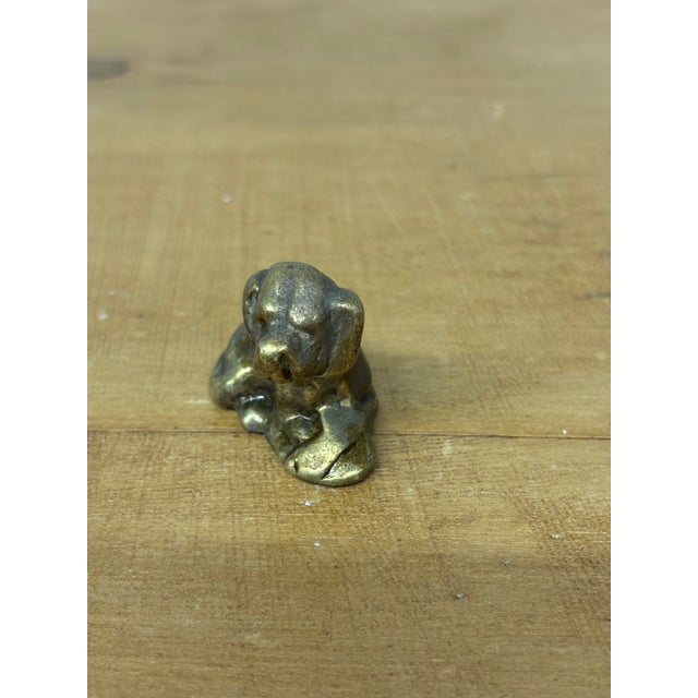 Early 20th Century Vintage English Brass Dog For Sale - Image 5 of 6