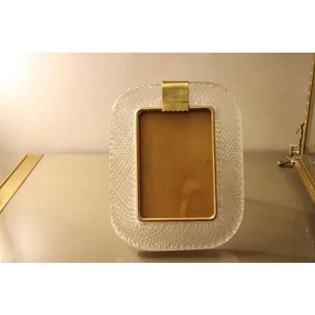 Crystal Twisted Murano Glass and Brass Picture Frame by Barovier E Toso For Sale - Image 13 of 18