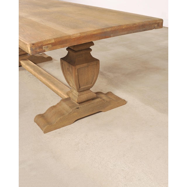 Tan Country Italian Provincial Stripped Oak Trestle Dining Table 7 Ft For Sale - Image 8 of 18