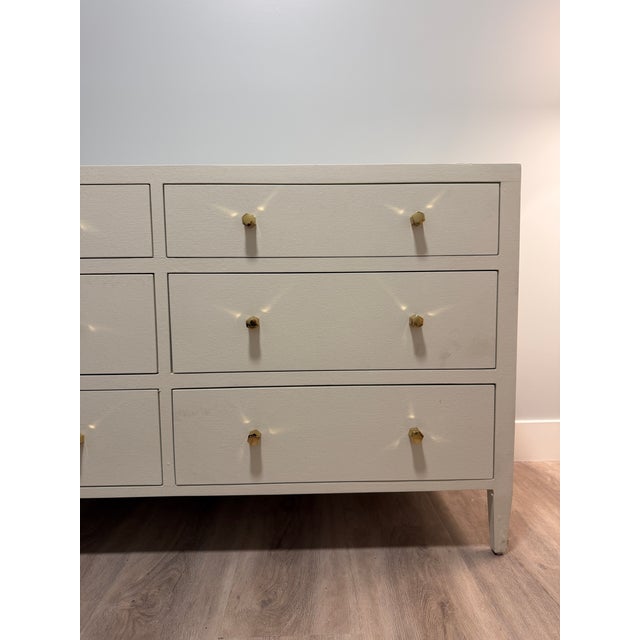 Made Goods Made Goods Jarin 60" Dresser - Designer White Faux Belgian Linen For Sale - Image 4 of 12