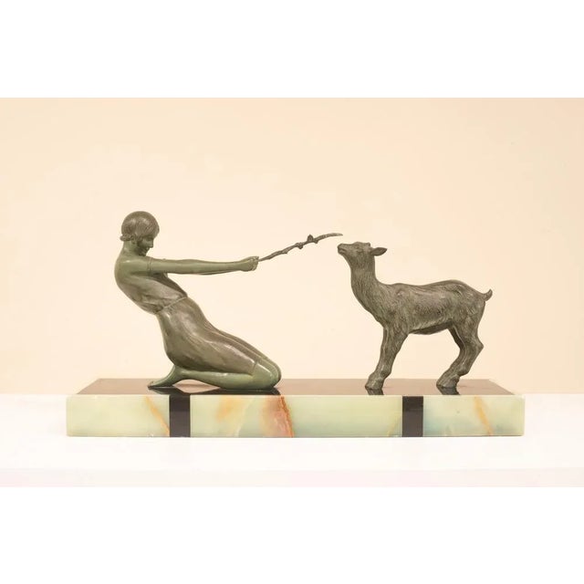 Black Janle, Art Deco Sculpture, Youth with Goat, France, 1930, Metal on Marble Base For Sale - Image 8 of 8