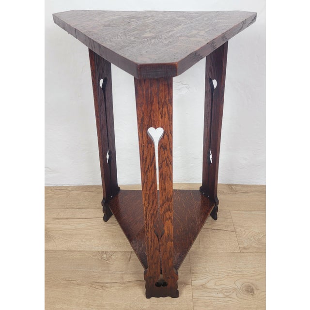 20th Century Arts and Crafts English Triangular Occasional Tripod Table, 1960 For Sale - Image 12 of 18