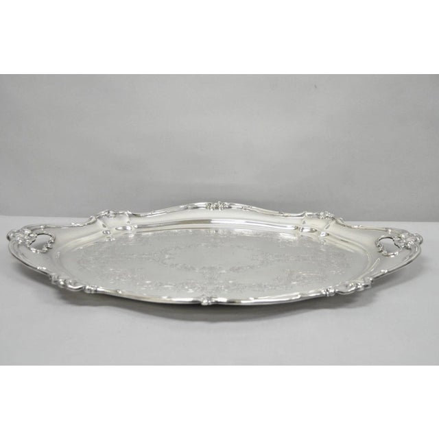 Antique Gorham Silver Plated Victorian Oval Butlers Serving Platter Bar Tray For Sale - Image 14 of 16