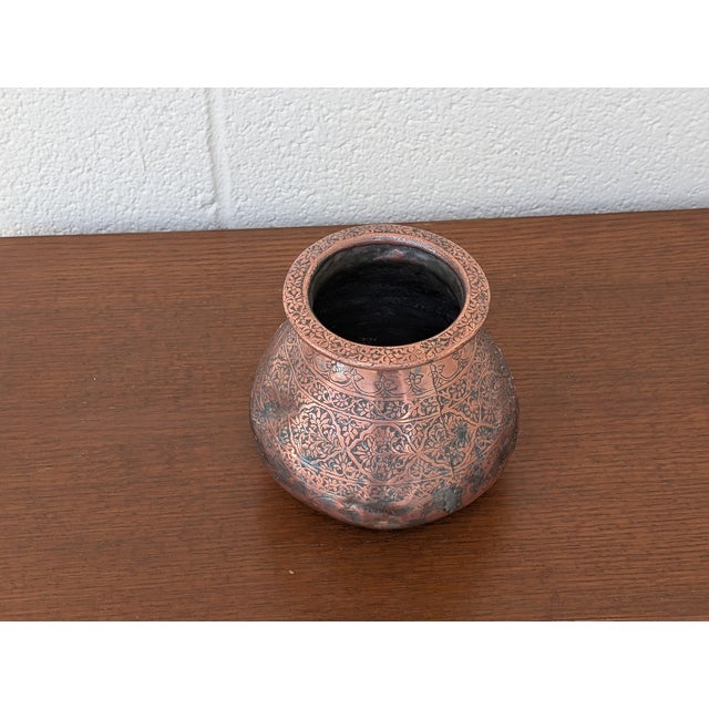 Sculpture Materials 19th Century Hand Etched Middle Eastern Tinned Copper Water Pot For Sale - Image 7 of 7