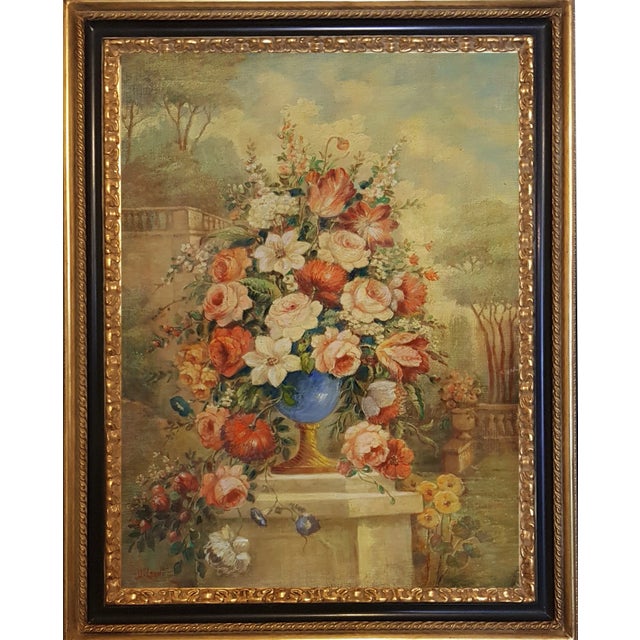 Vittorio Landi, Still Life of Flowers, Neapolitan School, Oil on Canvas, Framed For Sale
