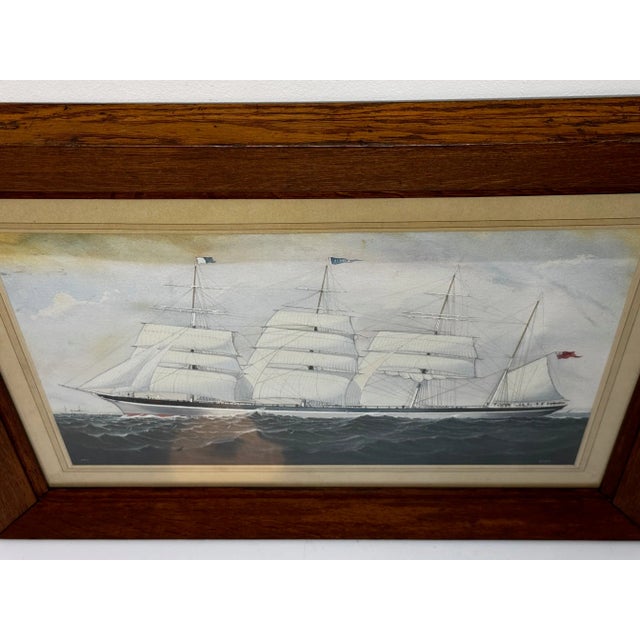 Late 19th Century British Marine Painting of the Four-Masted Barque Sindia, in the Manner of Richard Henry Neville-Cumming For Sale - Image 9 of 16
