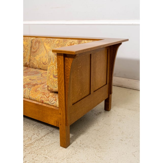 1990s Stickley Mission Oak Arts & Crafts Upholstered Sofa For Sale - Image 5 of 17