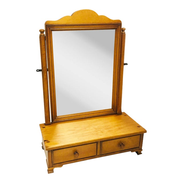 Vintage Maple Tabletop Vanity Mirror With Two Drawers Chairish