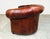 Mid-Century Modern 1990s Henredon Chesterfield Crescent Sofa, Brown Leather, Tufted For Sale - Image 3 of 9