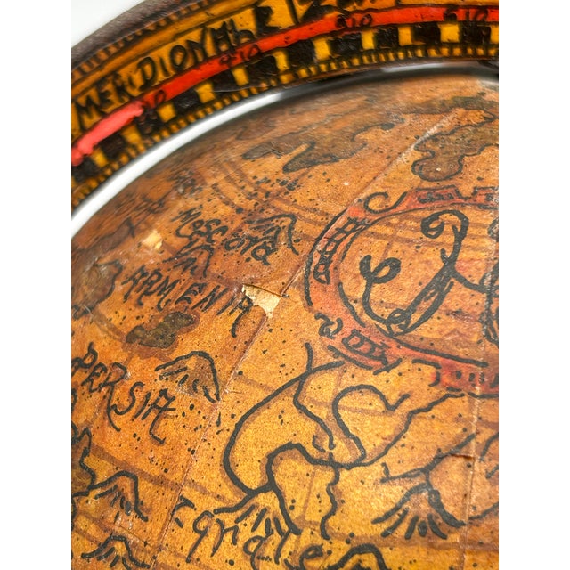 Vintage Italian Zodiac Desk Globe on Dark Wood Stand For Sale - Image 13 of 15