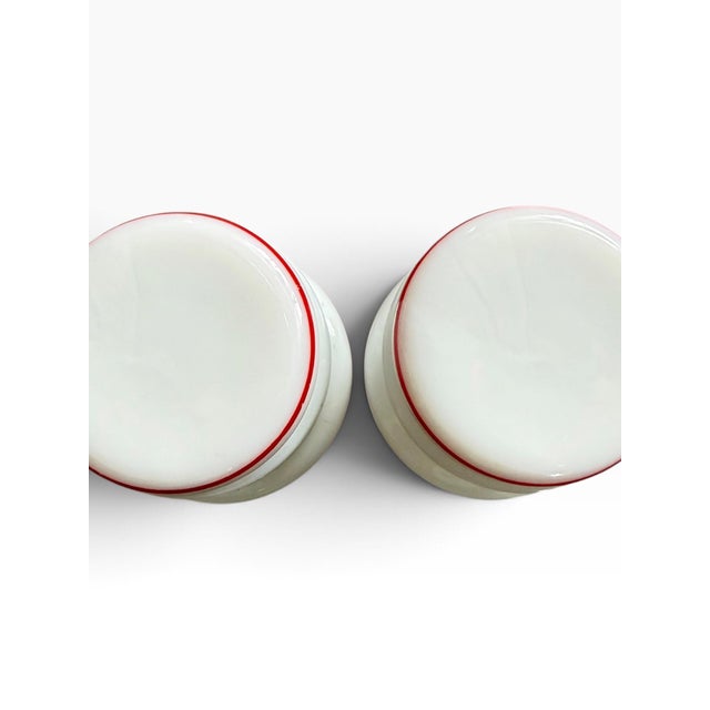 Vintage Red & White Ceramic Apothecary Jars, Aspirin & Vitamins, Pair For Sale In Portland, ME - Image 6 of 8