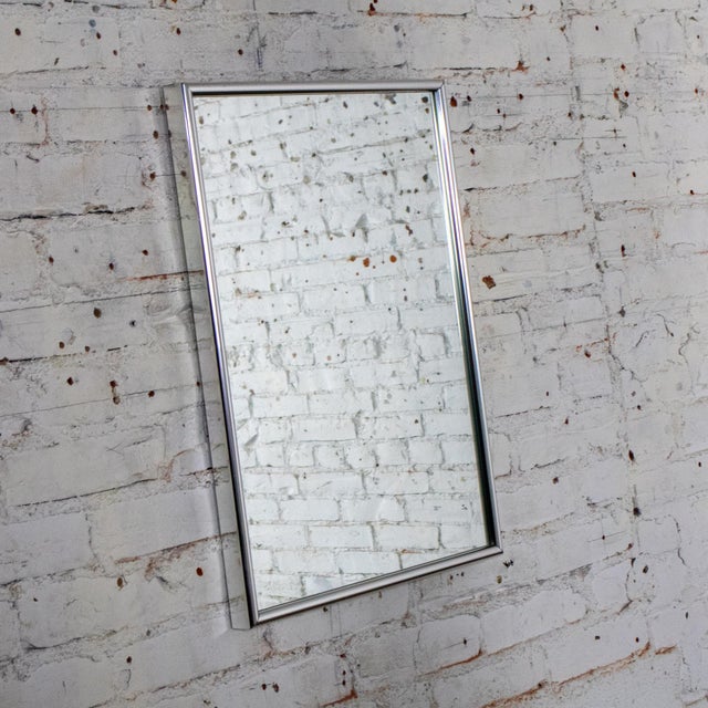 Mid to Late 20th Century MCM to Modern Wall Mirror With Silver Anodized Aluminum Rectangular Frame For Sale - Image 4 of 18