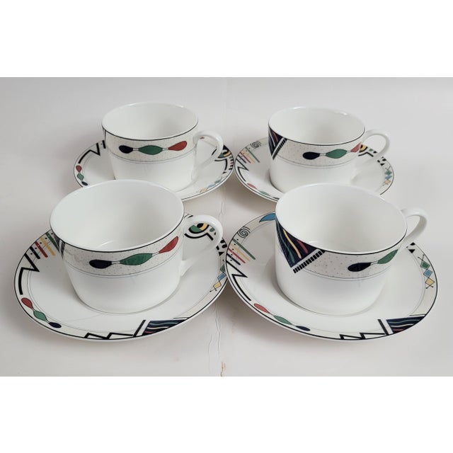 Mikasa Set of 8 MCM Modern Porcelain Cup & Saucer " Headline Ultima +" by Mikasa For Sale - Image 4 of 12