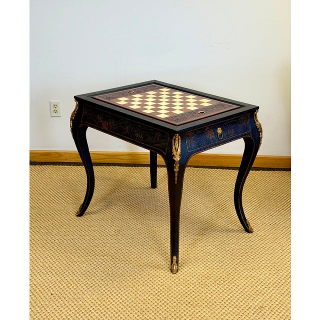 1980s Vintage Maitland Smith Hollywood Regency 3 in 1 Chess Backgammon Games Table For Sale - Image 5 of 14