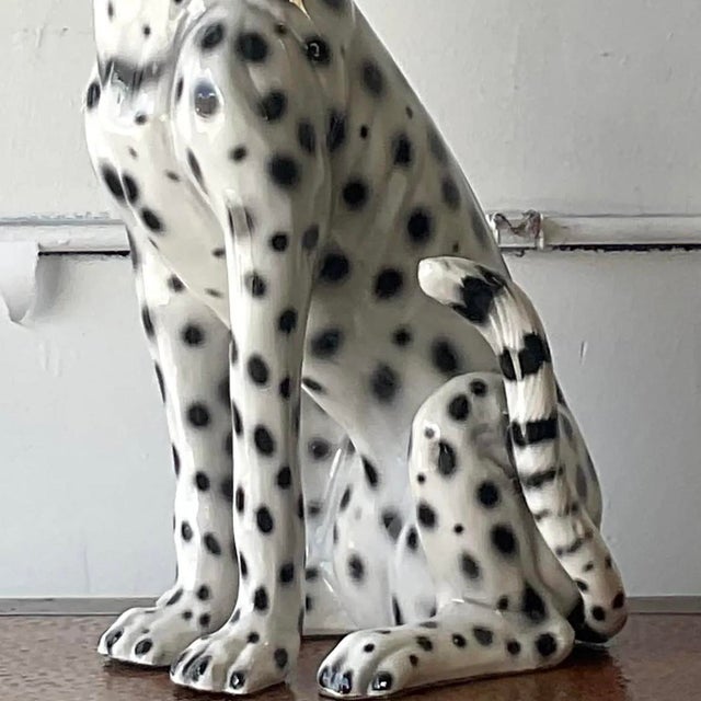 Vintage Boho Italian Glazed Ceramic Cheetah For Sale - Image 10 of 12