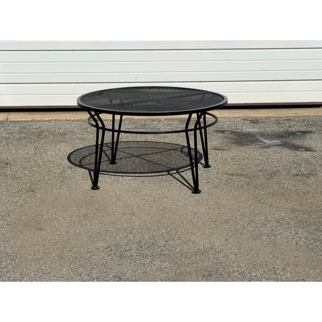 Black Vintage Woodard Style Outdoor Wrought Iron Round Coffee/ Cocktail Table For Sale - Image 8 of 10