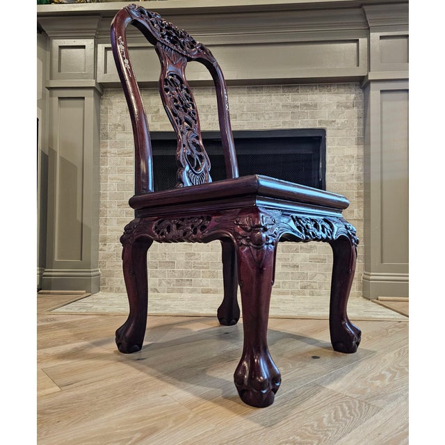 Japanese Japanese Meiji Period Carved HungMa Rosewood Antique Dragon Chair For Sale - Image 3 of 12