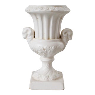 1960's Footed Ceramic Vase With Rams Head Motif For Sale