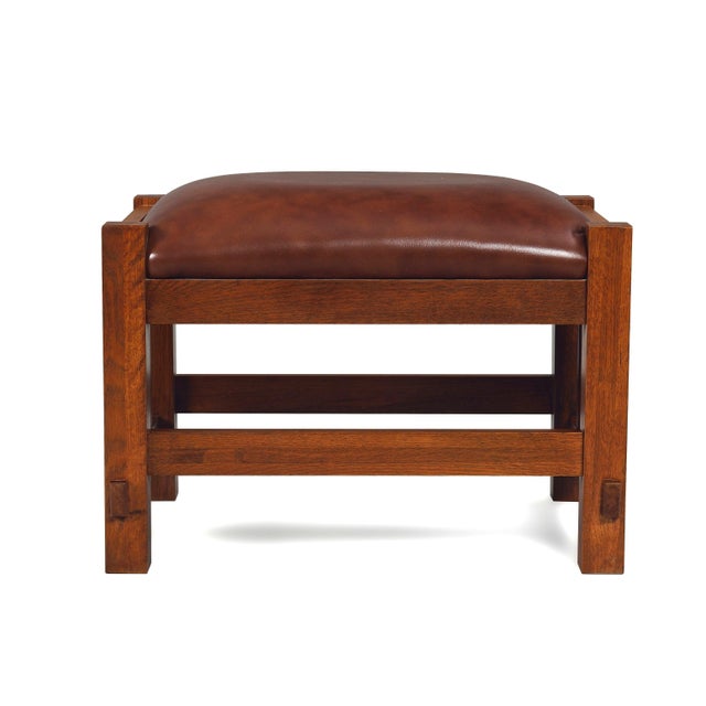 Mission Spindle Stool - Quarter Sawn Oak & Leather - Micheal Cherry For Sale In Chicago - Image 6 of 13