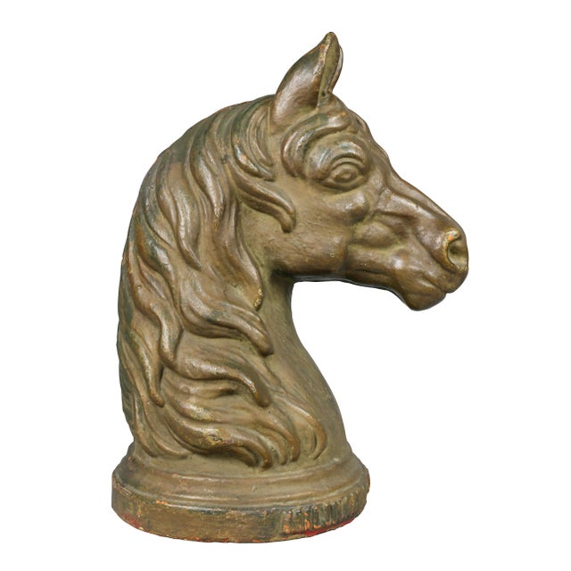 Late 19th Century French Cast Iron Horse Head Hitching Post For Sale - Image 5 of 11