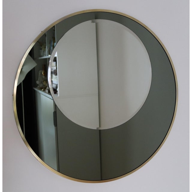 Italian Double Glass Wall Mirror with Brass Frame, 1970s For Sale - Image 12 of 17