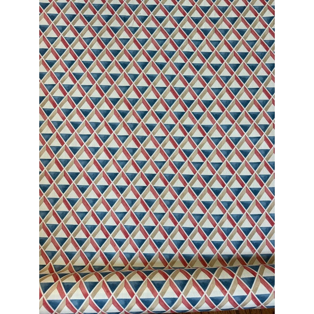 Lee Jofa Lee Jofa X Suzanne Kasler Cannes Print Fabric / Red/Blue 6 Yards Cotton Linen Blend Fabric For Sale - Image 4 of 6
