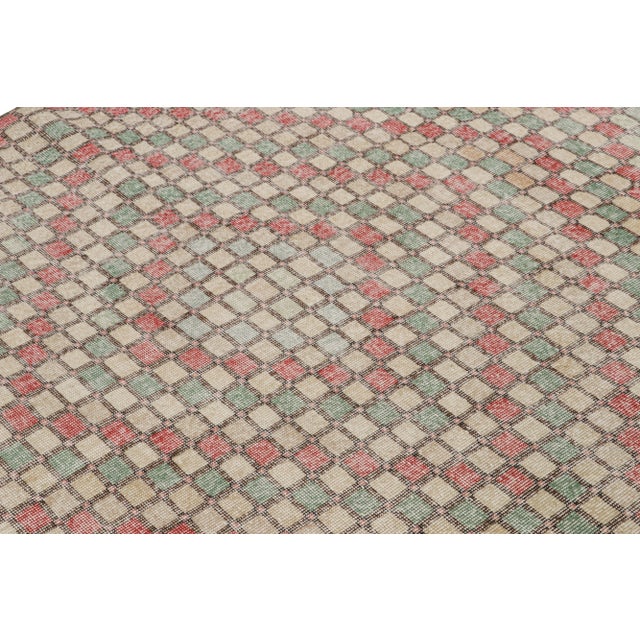 Rug & Kilim Vintage Zeki Müren Rug With Pastel Tone Geometric Patterns, From Rug & Kilim For Sale - Image 4 of 7