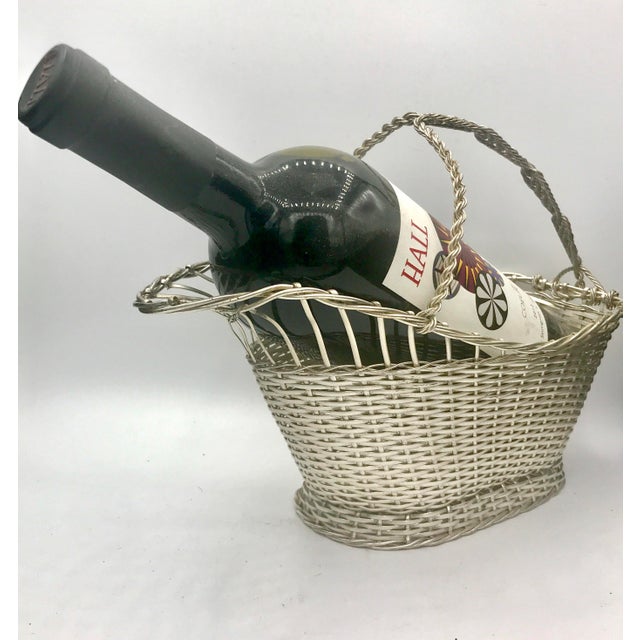 Mid-Century French Silver Wire Wine Basket For Sale In New York - Image 6 of 8