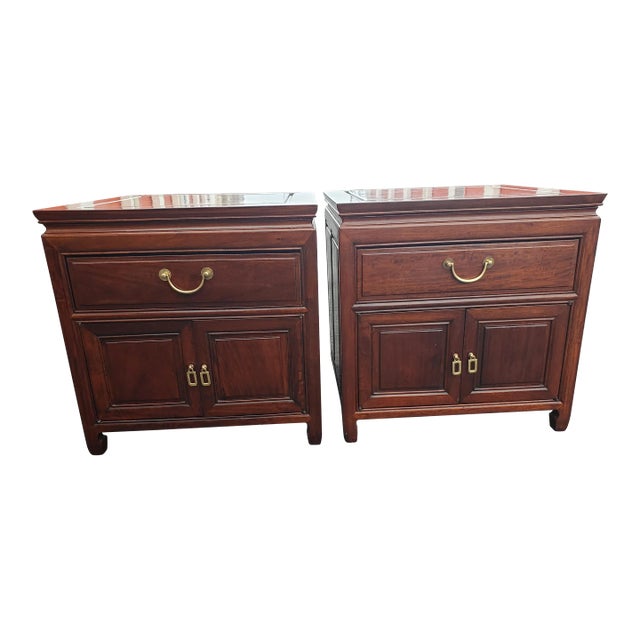 George Zee Asian American Rosewood Chippendale Side Tables, Circa 1960s - a Pair For Sale