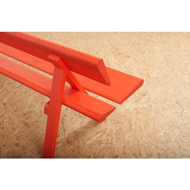 Red Ash Wood Bench in Stained and Lacquered Red for the Frankfurt Book Fair by Moritz Schmid for Röthlisberger, 2014 For Sale - Image 8 of 12