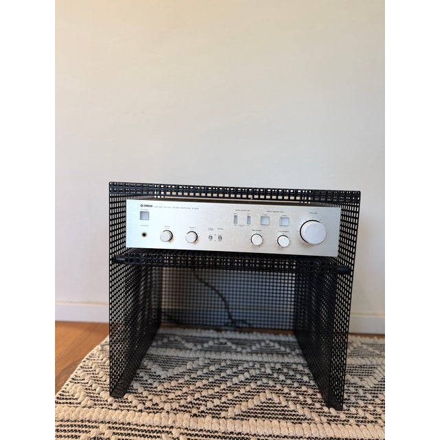 Vintage Side Table in Black Perforated Sheet Metal, 1980s For Sale - Image 4 of 8