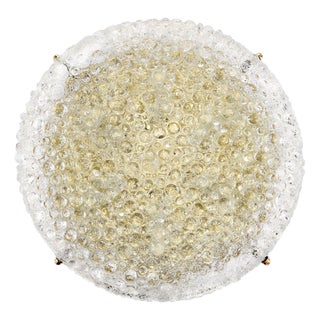 Large Round Ceiling Lamp in Hand-Blown Murano Glass and Brass from Hillebrand Lighting, 1970s For Sale