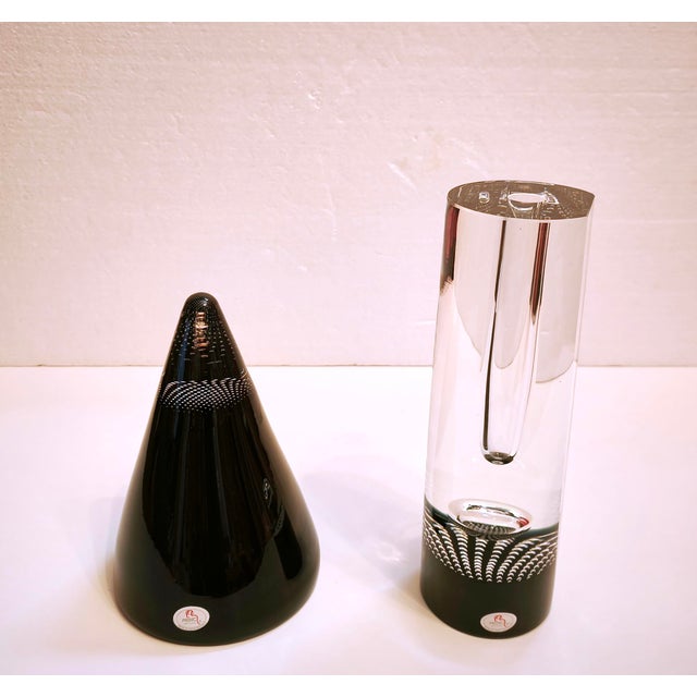 An exceptional pair of Czech art glassware designed by Pavel Havelka for Princ Art Glass, Czech Republic. The set consists...
