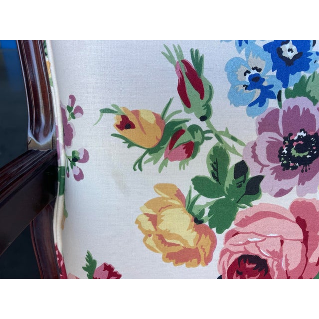 Bergère Armchairs by Century Furniture in Floral Upholstery – Pair | Louis XV Style For Sale - Image 12 of 16