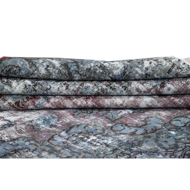 Mid 20th Century Mid-20th Century Vintage Distrssed Wool Rug 10 X 13 For Sale - Image 5 of 13