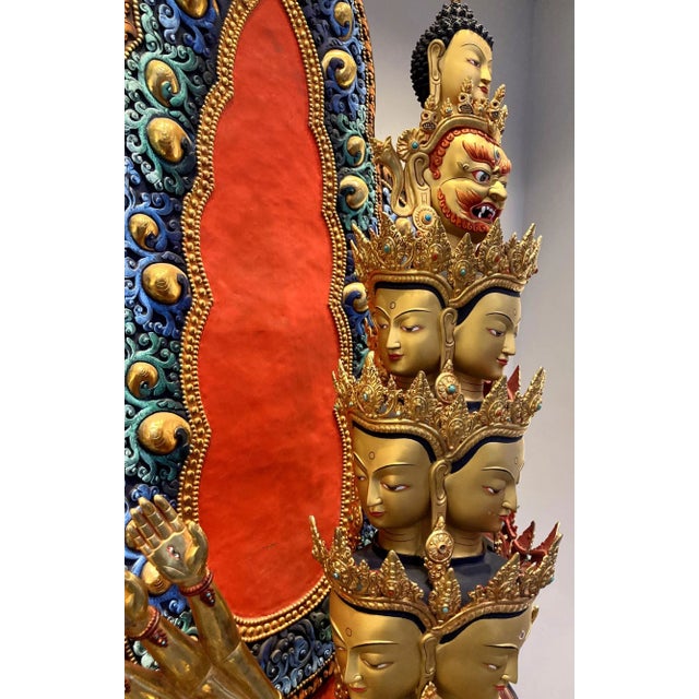 Gold Monumental 88-Inch 24k Gilt Copper Thousand-Armed Avalokiteshvara, Nepal, 1980 For Sale - Image 8 of 17