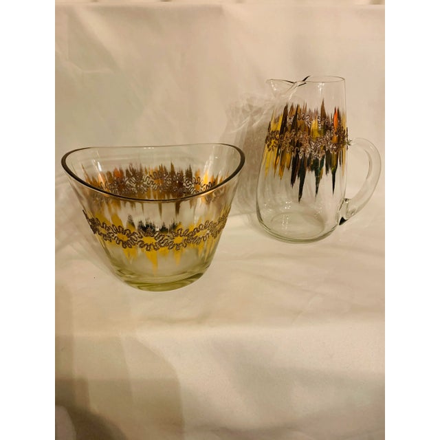Mid-Century Dorothy Thorpe Gold “Atomic Splash” Ice Bucket/Bottle Chiller & Pitcher Set- 2 Pieces For Sale - Image 13 of 13