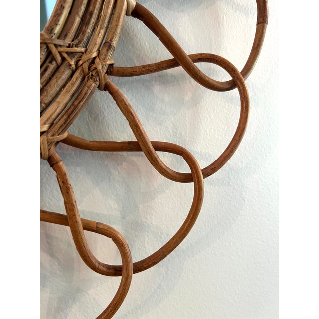 Brown Vintage Rattan Sunburst Mirror | 21” Boho Coastal Wall Mirror For Sale - Image 8 of 11