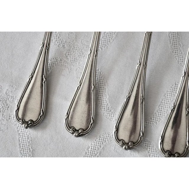 Metal Vintage French Rubans Box Silver-Plated Dessert Cutlery from Christofle, 1960s, Set of 24 For Sale - Image 7 of 9
