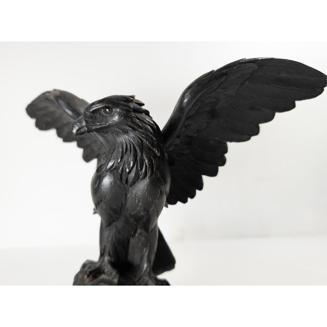 Black 19th Century German or Swiss Black Forest Carved Eagle Bird of Prey For Sale - Image 8 of 12