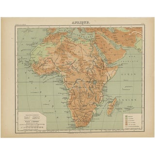 Relief Atlas Map of Africa by Hachette, 1883 For Sale