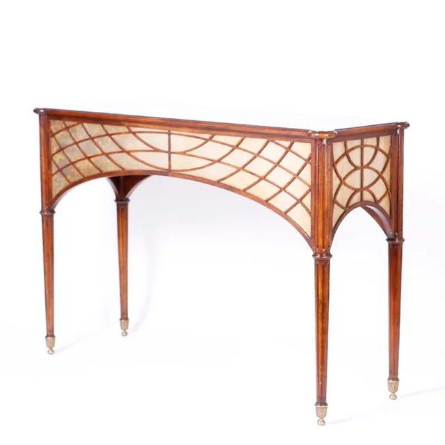 Antique Tall British Colonial Console Table With Mirrored Skirt For Sale - Image 10 of 10