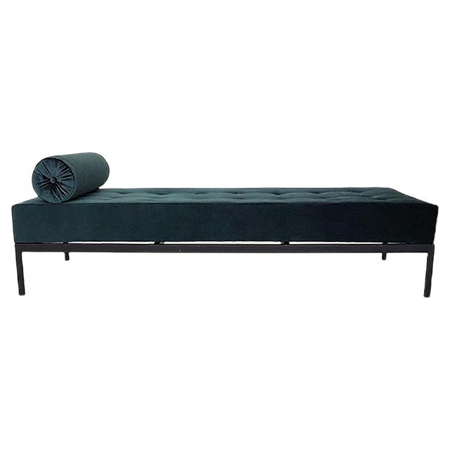 Mid-Century Velvet and Metal Daybed, the Netherlands, 1960s For Sale