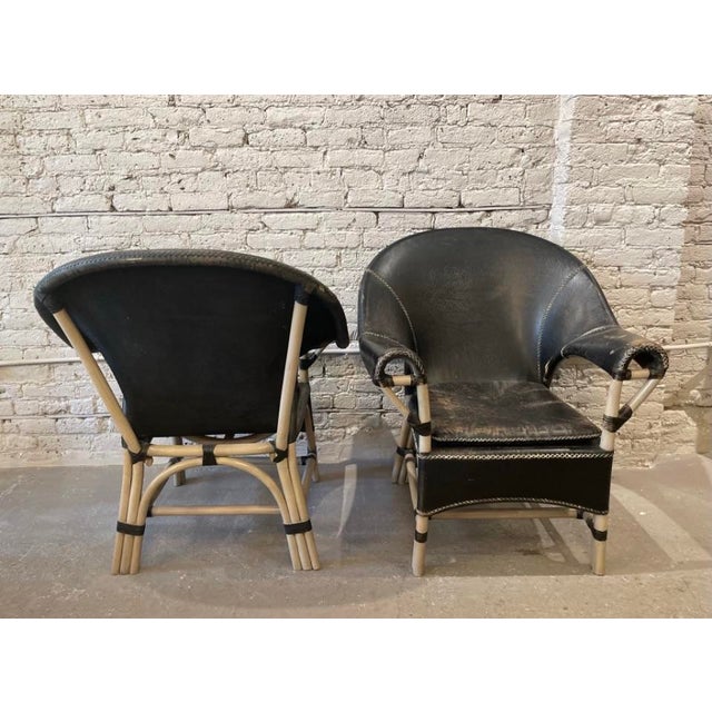 Black 1970s Vintage Antonio Budji Layug Bamboo and Leather Chairs - A Pair For Sale - Image 8 of 10