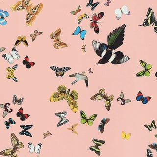 Sample - Schumacher X Peg Norris Queen's Flight Panel Set Wallpaper in Pink For Sale